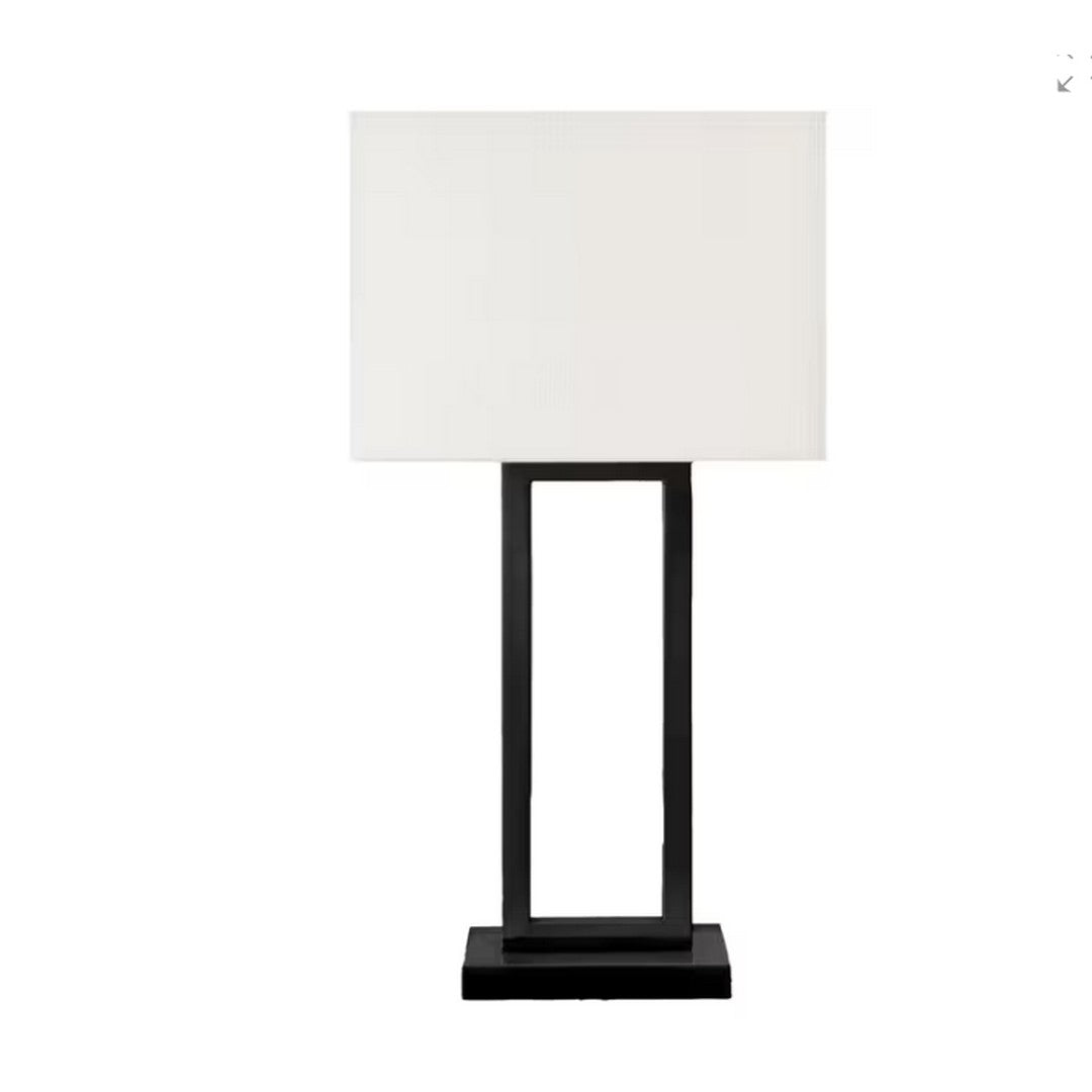 Rectangle Table Lamp - Ivory Shade & USB Port