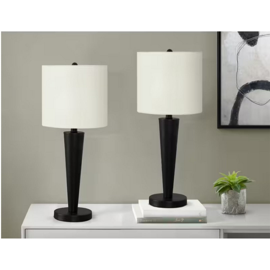 Cone Table Lamp with Ivory Shade - Black, 2 Pack