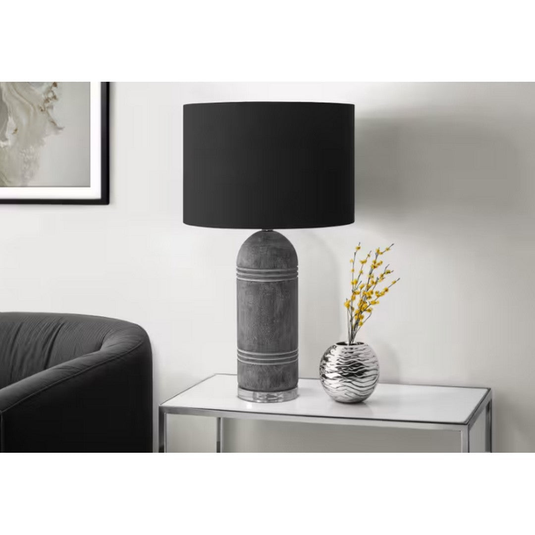 Cylinder Table Lamp with Black Shade - Grey 28"