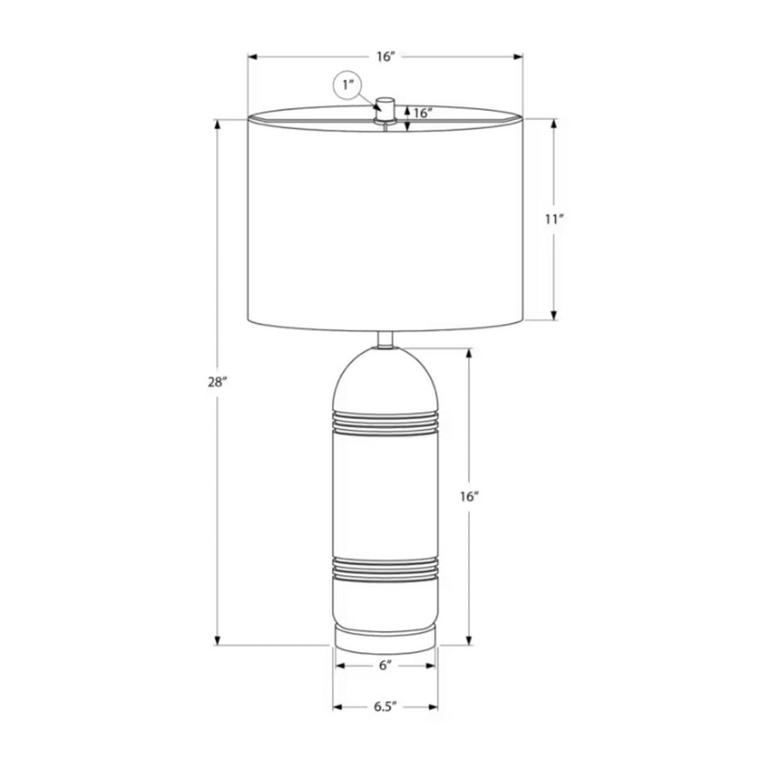 Cylinder Table Lamp with Black Shade - Grey 28"