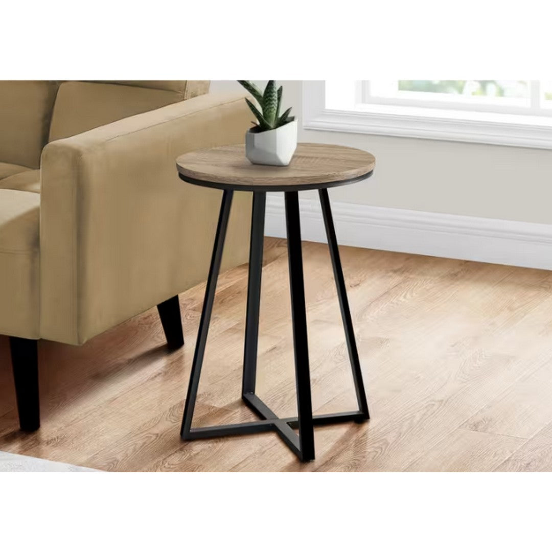 Round Accent End Table - Beige