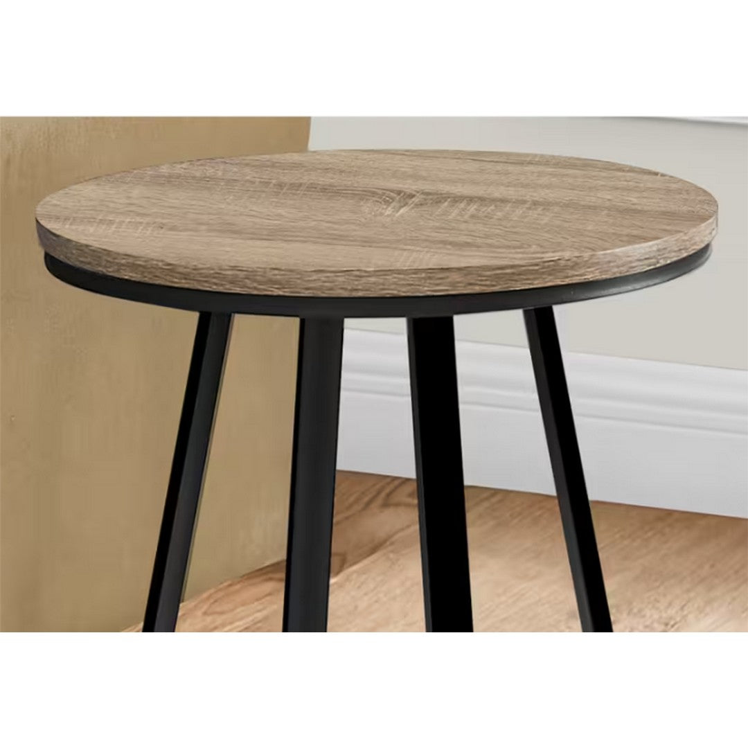 Round Accent End Table - Beige