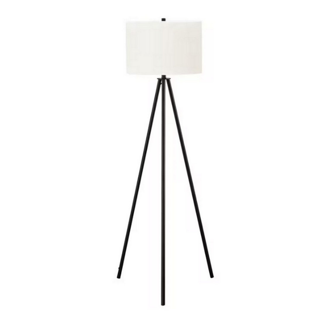 Tripod Floor Lamp with Ivory Shade - Black