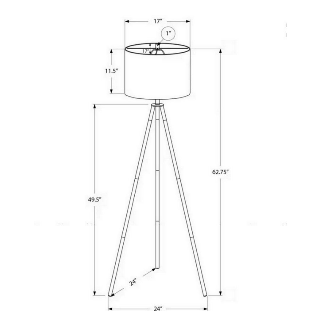 Tripod Floor Lamp with Ivory Shade - Black