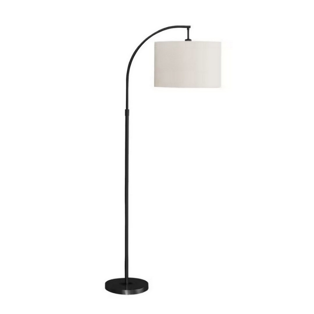 Arc Floor Lamp with Ivory Shade - Black 65"