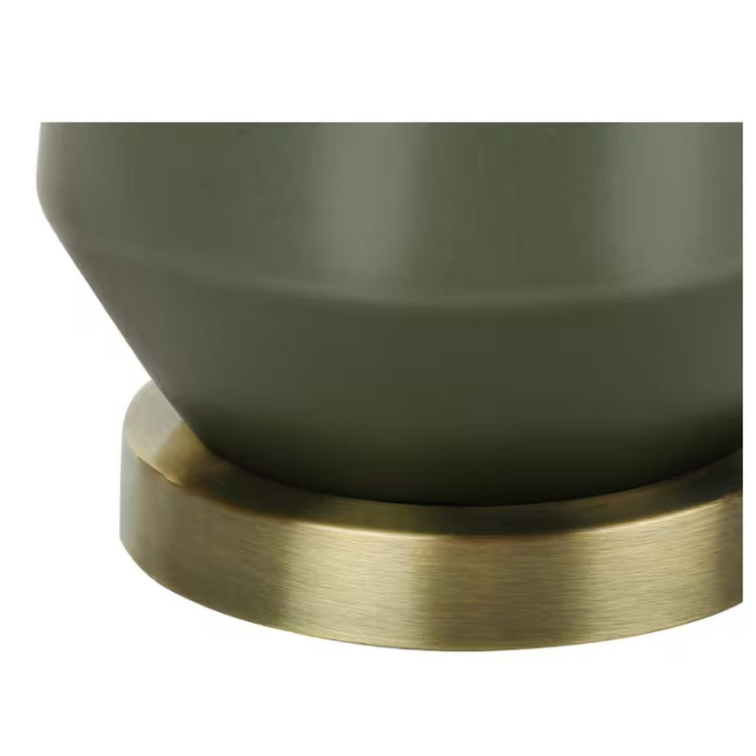 Cylinder Table Lamp with Ivory Shade - Green 26"