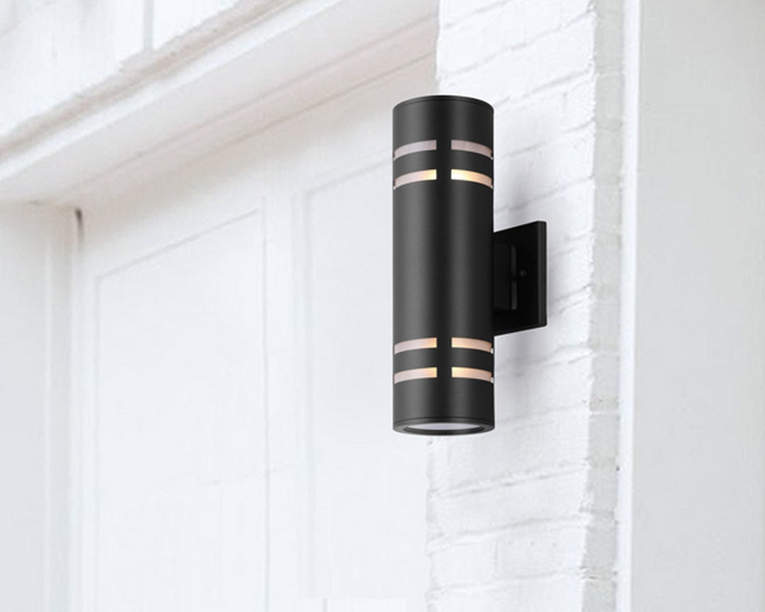 Tay Outdoor Cylindrical Upward & Downward Light Fixture - Black, 13"