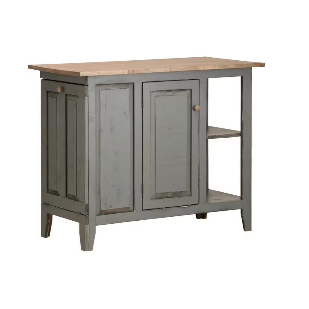 Kitchen Island with Tip Out Garbage Bin - Vintage Grey