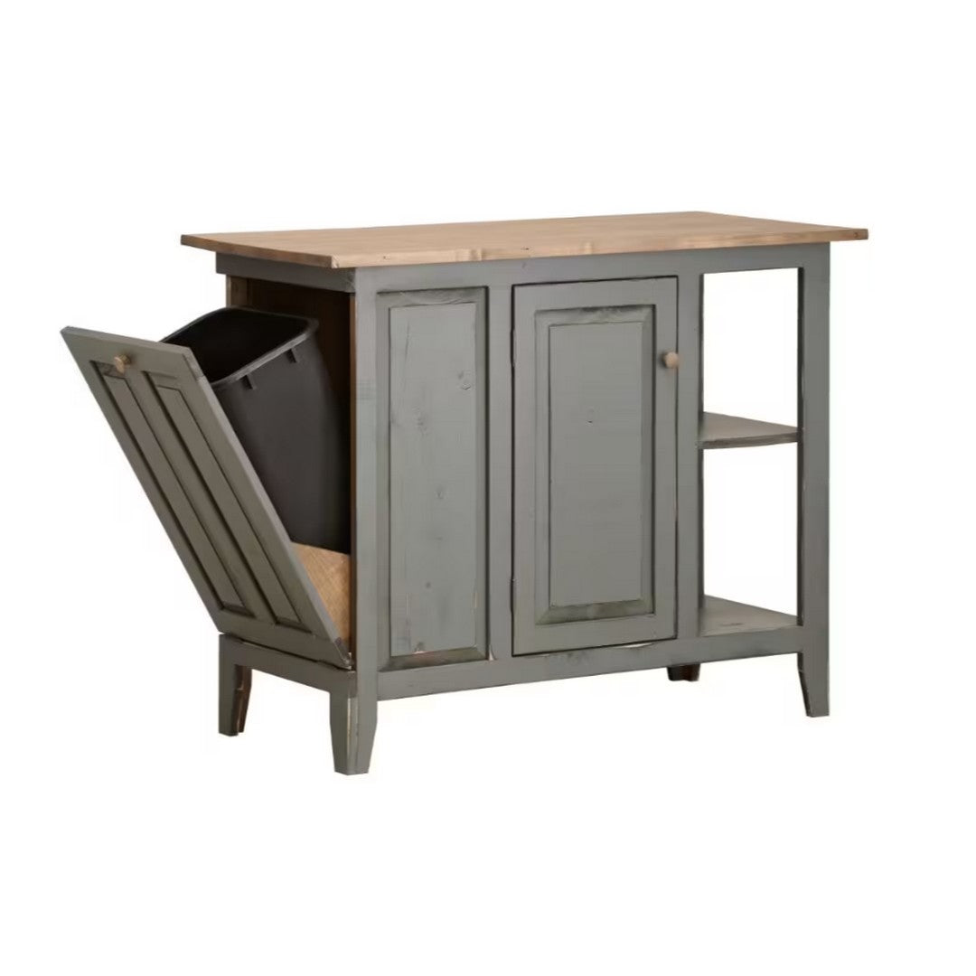 Kitchen Island with Tip Out Garbage Bin - Vintage Grey