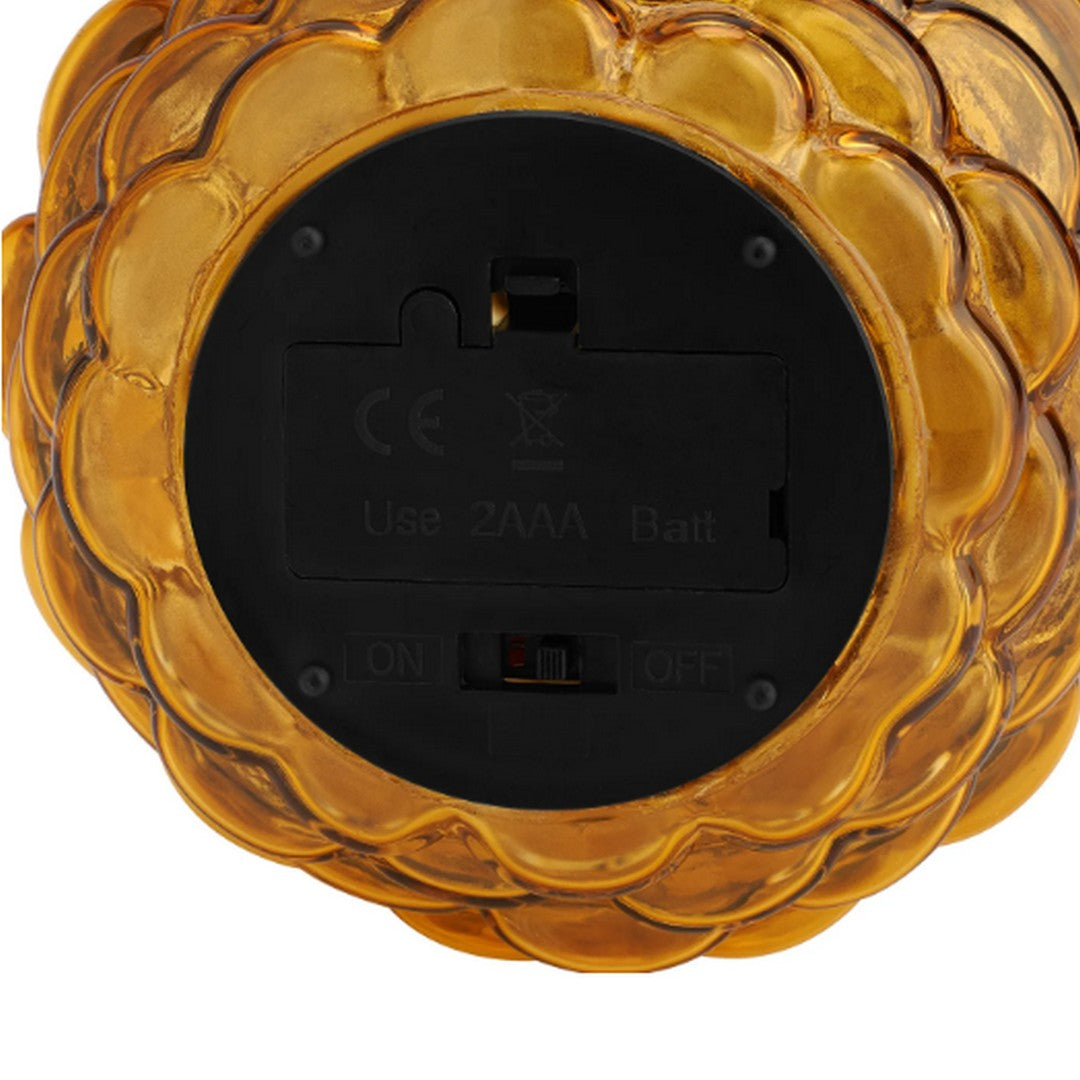 Pinecone 6 inch Tall Amber Glass LED Decor Light