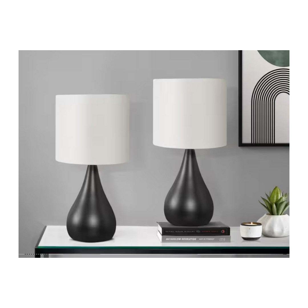 Teardrop Table Lamp with Ivory Shade - Black, 2 Pack 18"