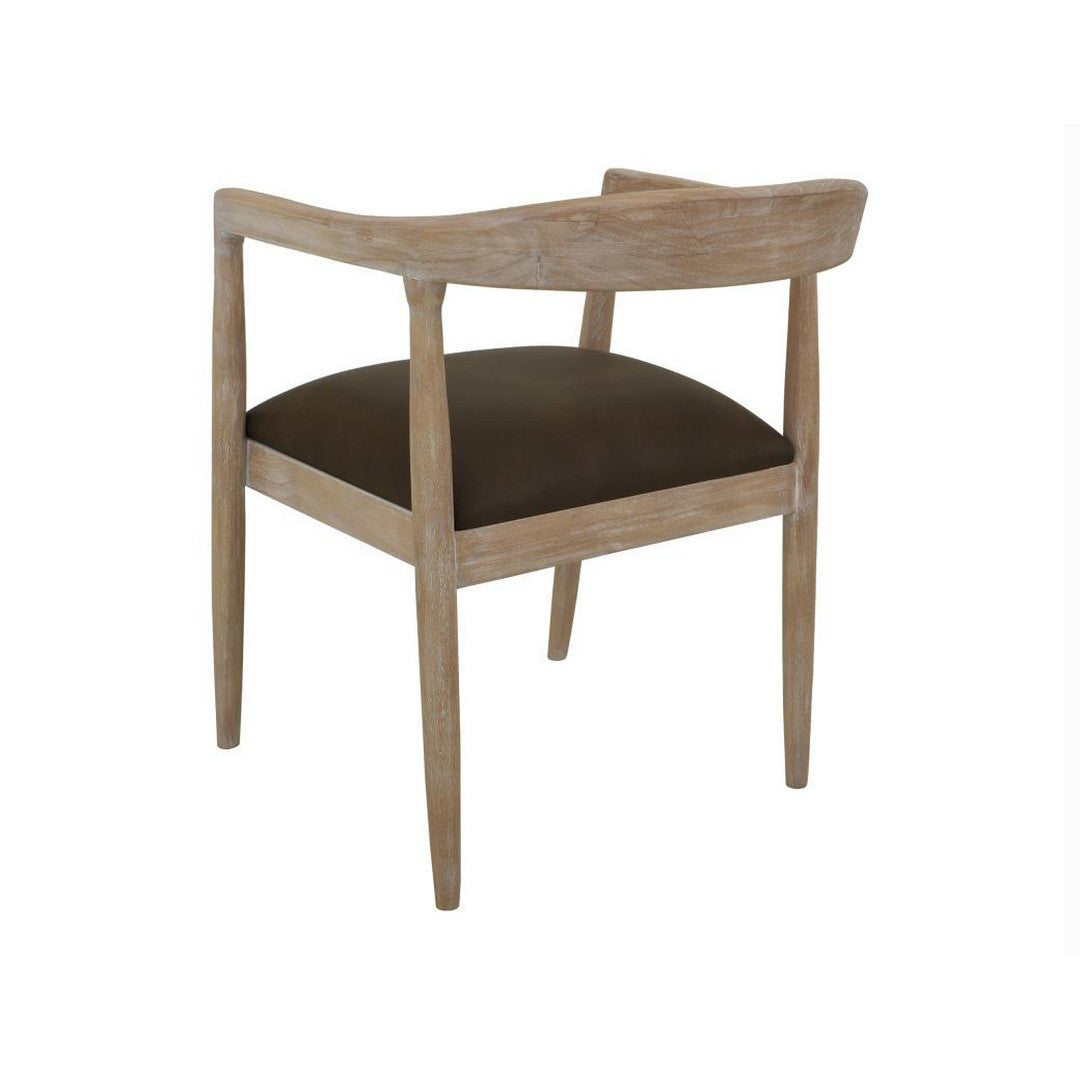 White Teak Upholstered Wooden Armchair