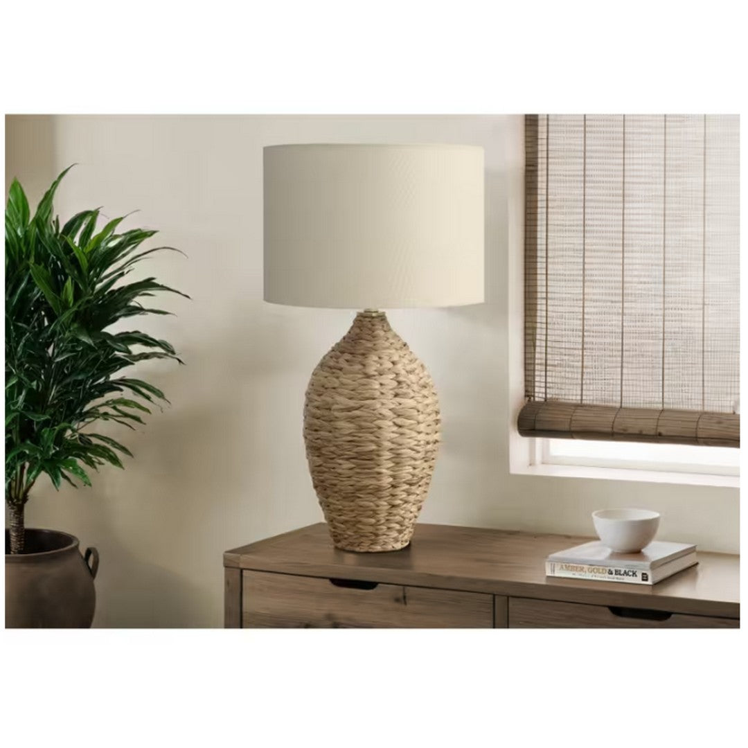 Vase Table Lamp with Beige Shade - Natural 30"