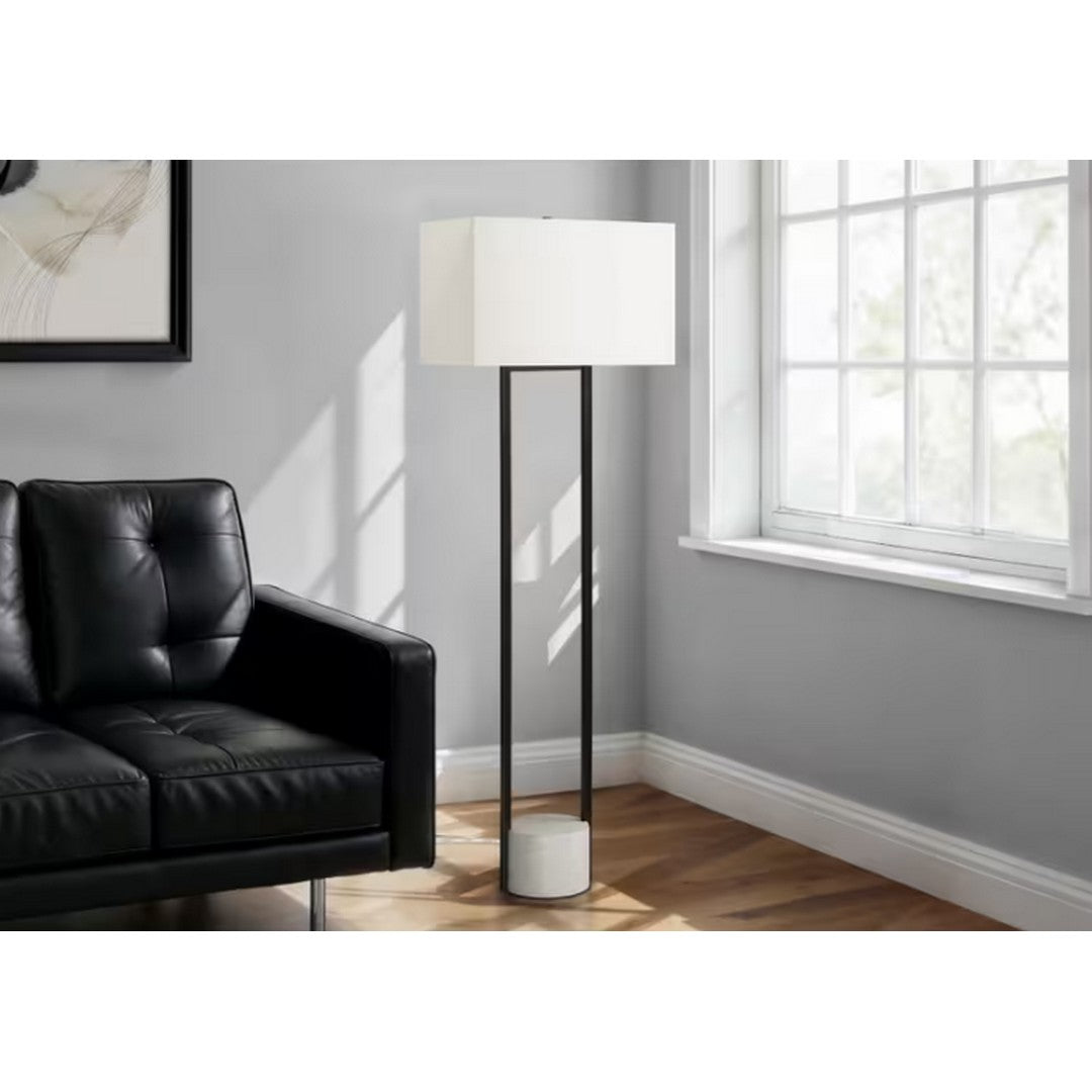 Floor Lamp with Ivory Shade - Black 62"