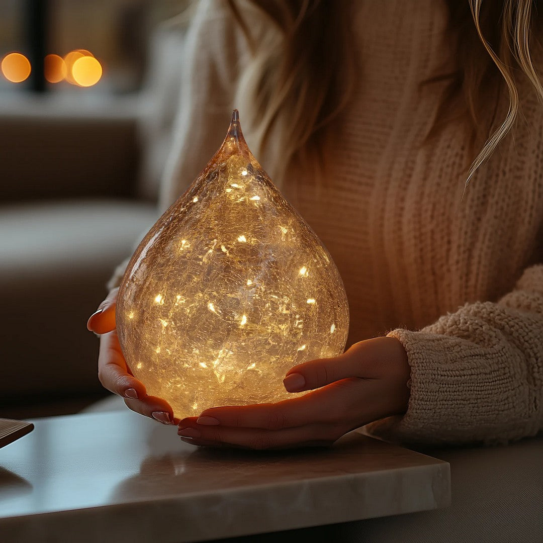 Teardrop Crackle Glass LED Decor Light with Timer