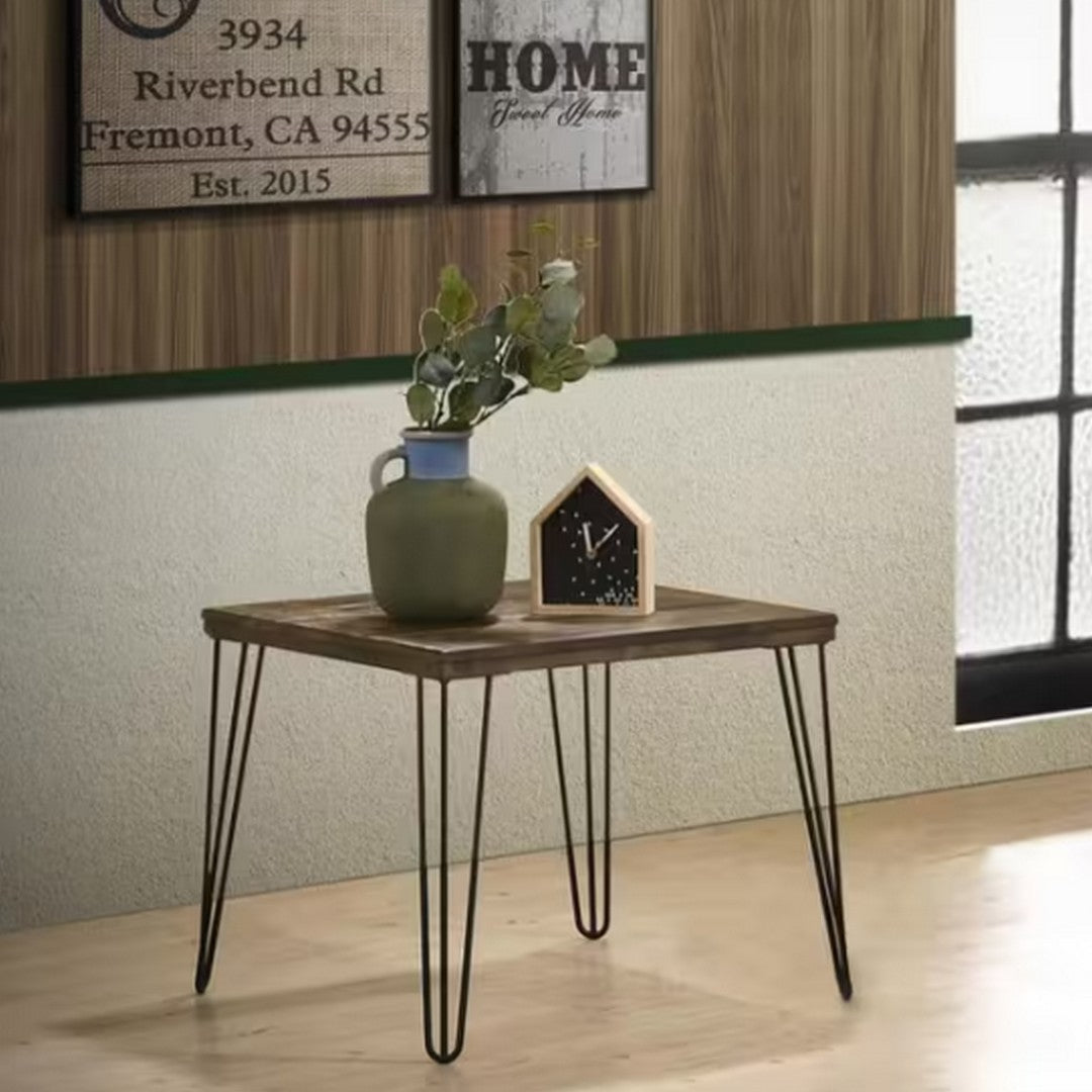 Rustic Oak Square End Table