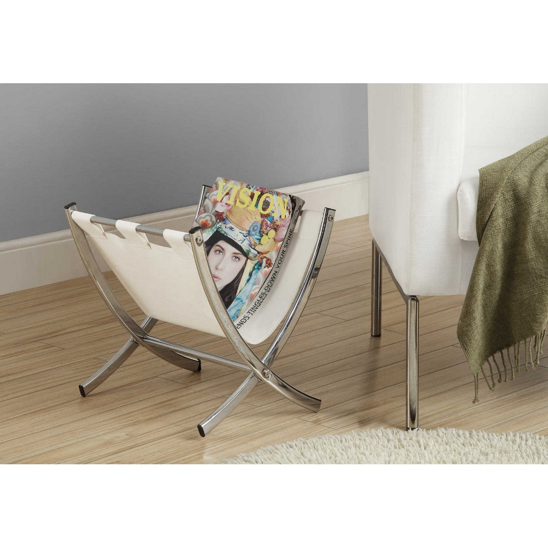 MAGAZINE RACK- WHITE/CHROME
