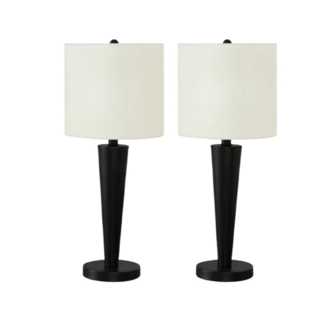 Cone Table Lamp with Ivory Shade - Black, 2 Pack