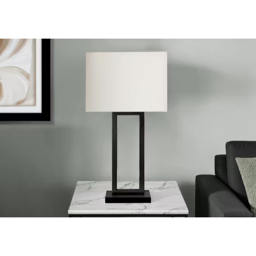 Rectangle Table Lamp - Ivory Shade & USB Port