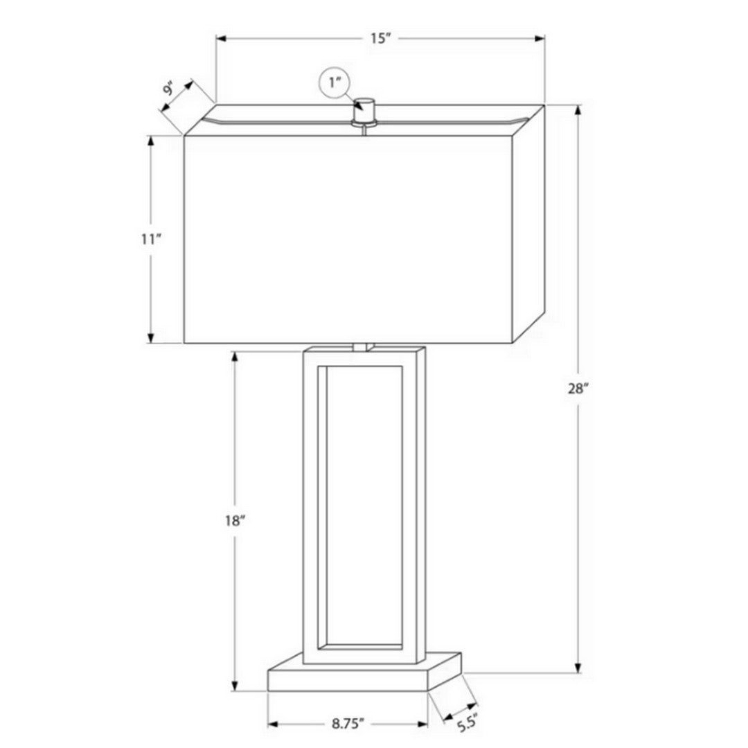 Rectangle Table Lamp - Ivory Shade & USB Port