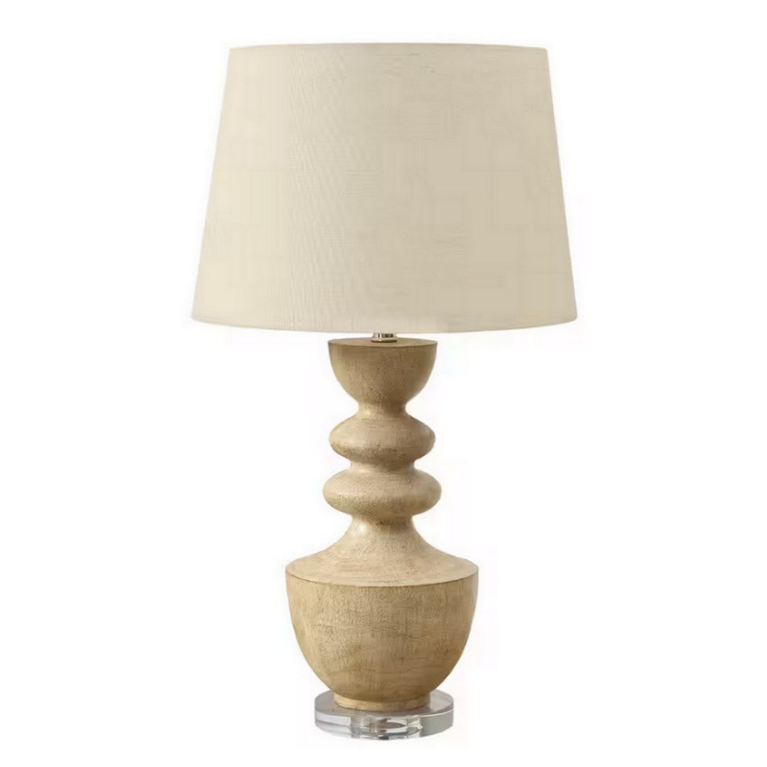 Round Table Lamp with Beige Shade - Beige