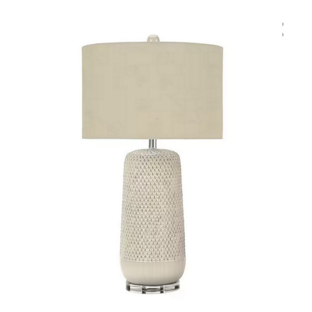 Cylinder Table Lamp with Beige Shade - Cream