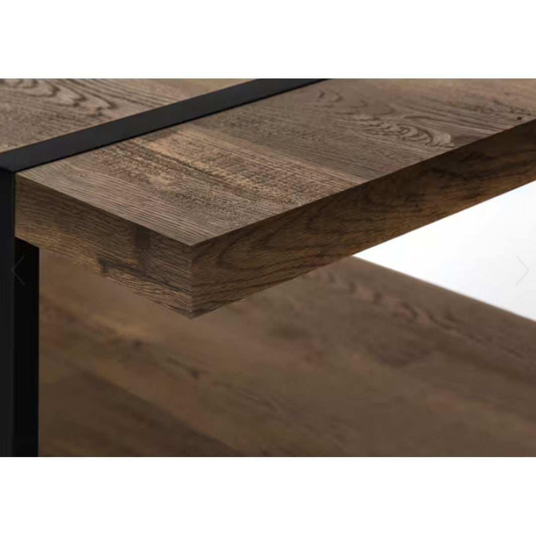 Reclaimed Wood-Look & Metal Coffee Table - Brown / Black
