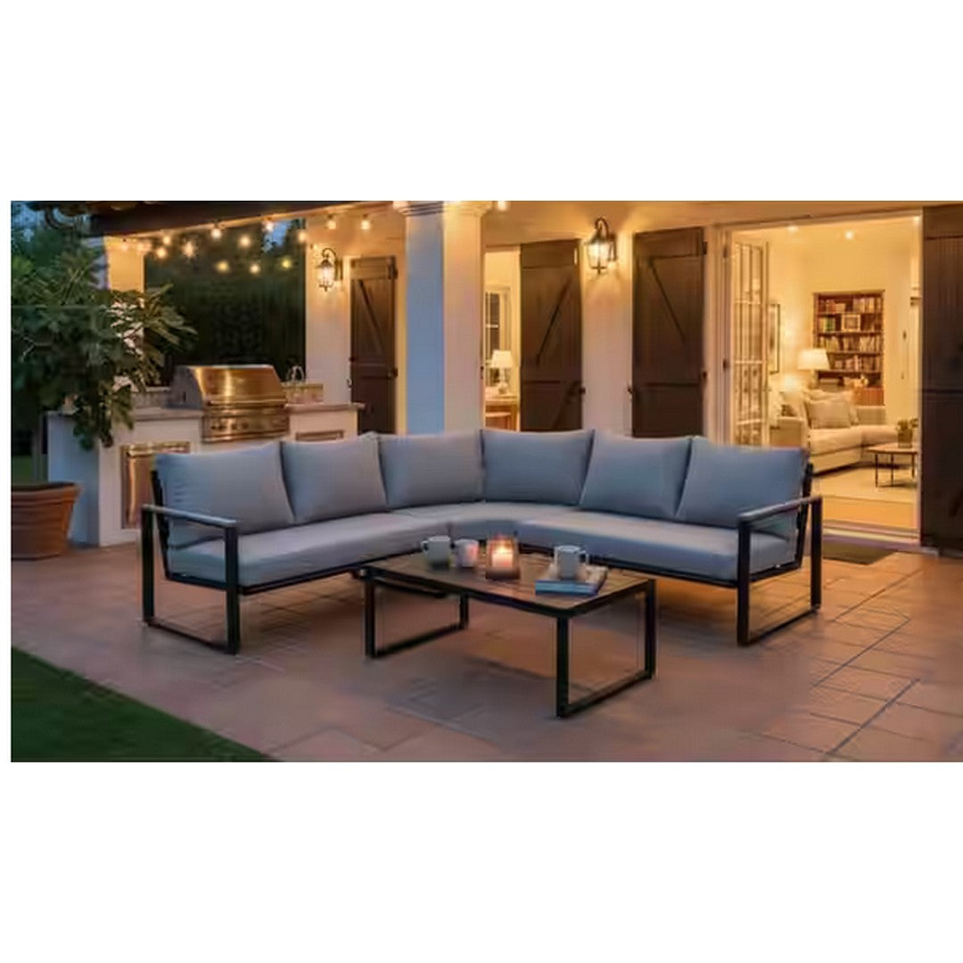 Espresso Aluminum Sectional Set - 4 Piece