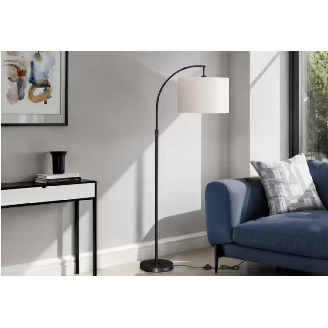 Arc Floor Lamp with Ivory Shade - Black 65"