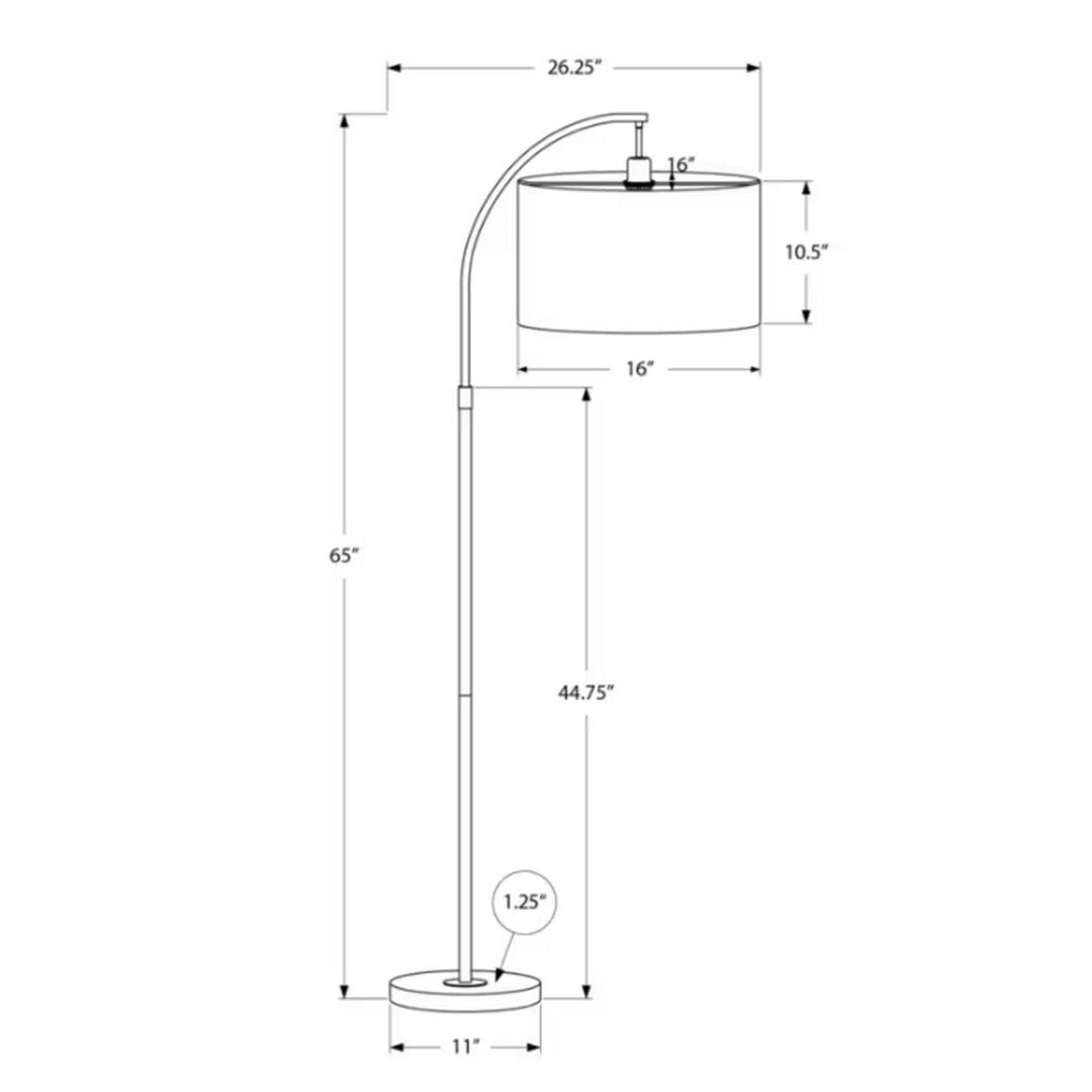 Arc Floor Lamp with Ivory Shade - Black 65"