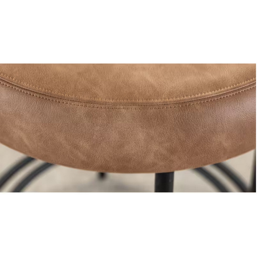Frida 24" Wood Frame & Metal Base Upholstered Barstool - Camel Brown