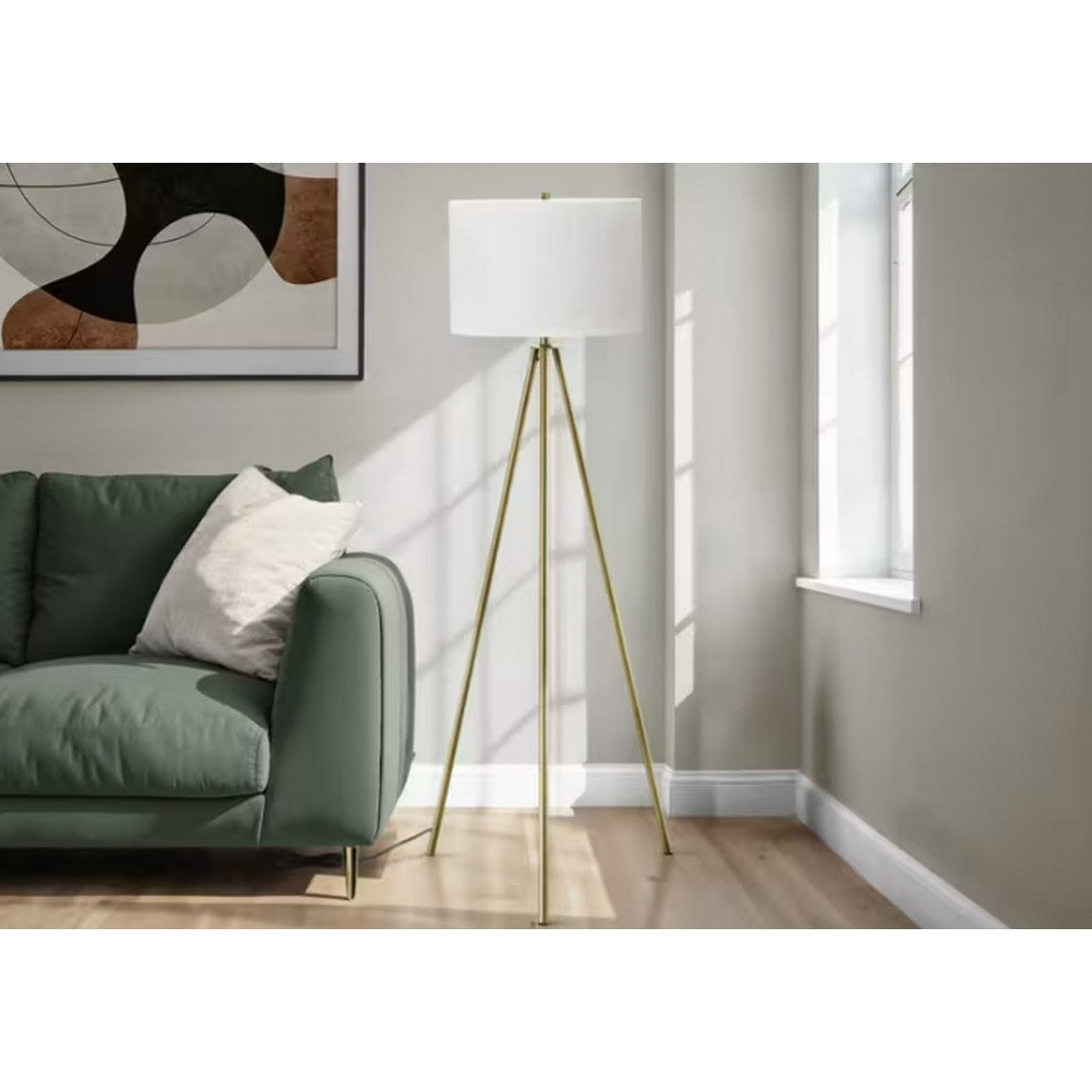 LAMP, FLOOR TRIPOD BRASS 63"