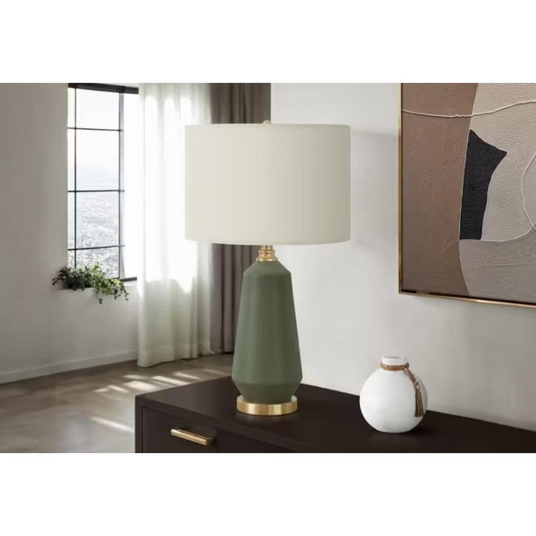 Cylinder Table Lamp with Ivory Shade - Green 26"