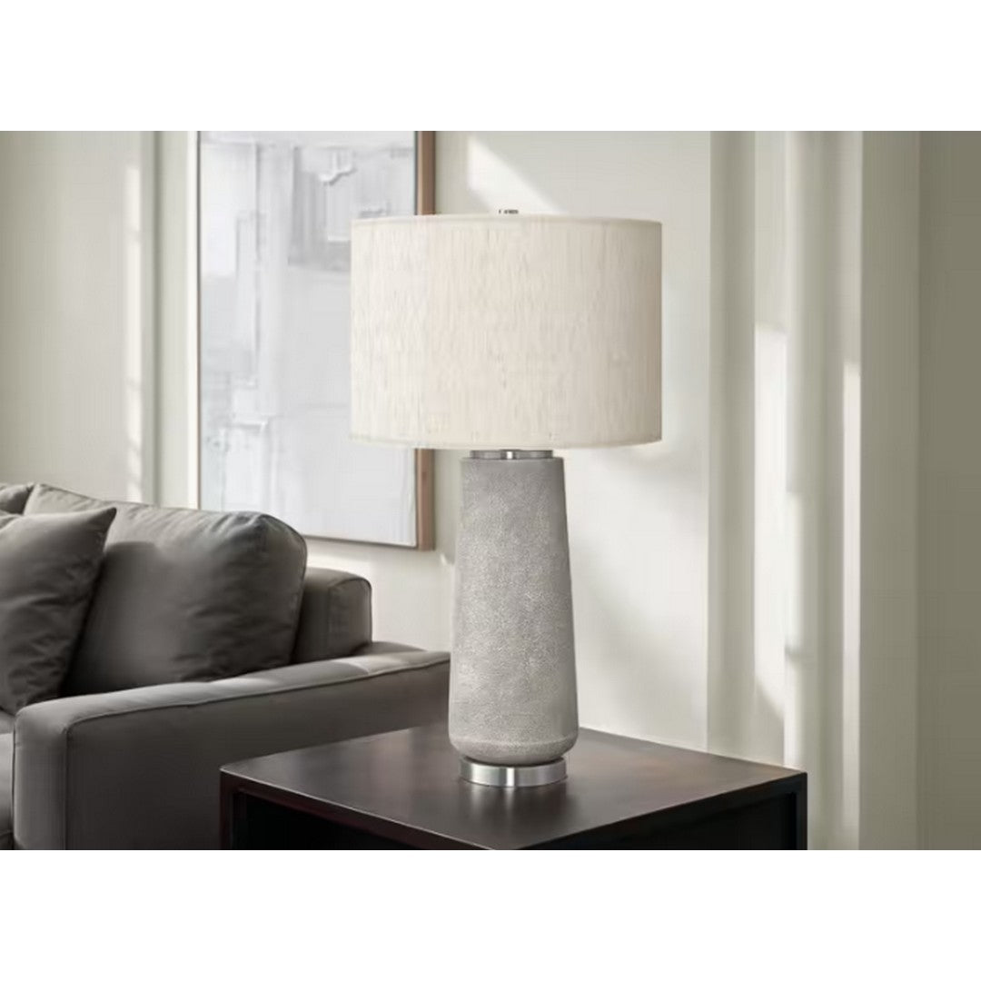 Cylinder Table Lamp with Ivory Shade - Grey 29"