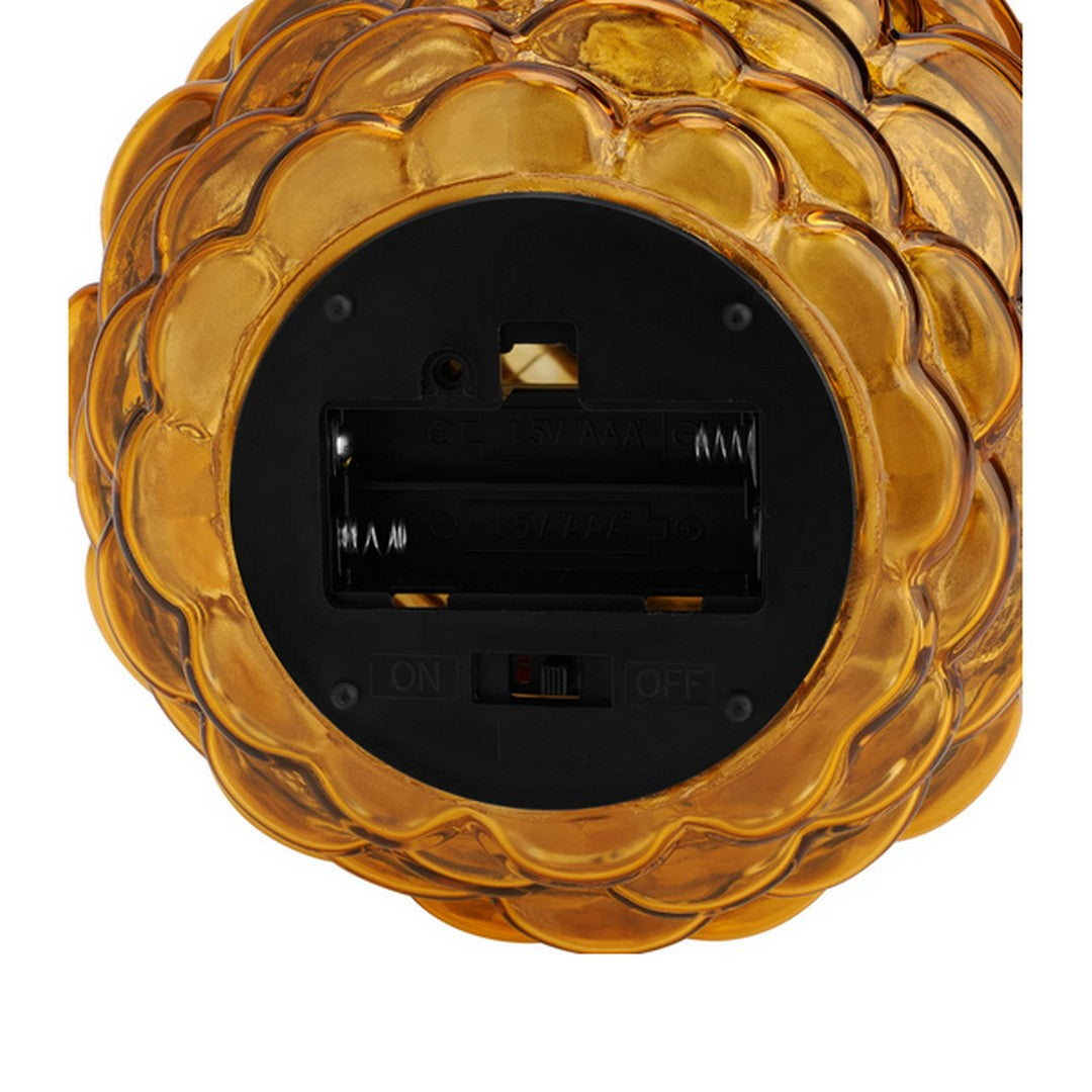 Pinecone 6 inch Tall Amber Glass LED Decor Light