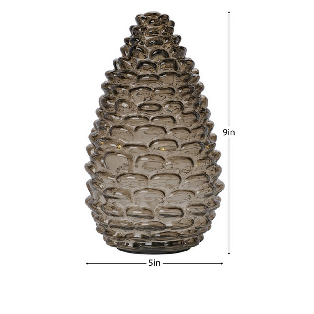 Pinecone 9 inch Tall Smoke Glass LED Decor Light