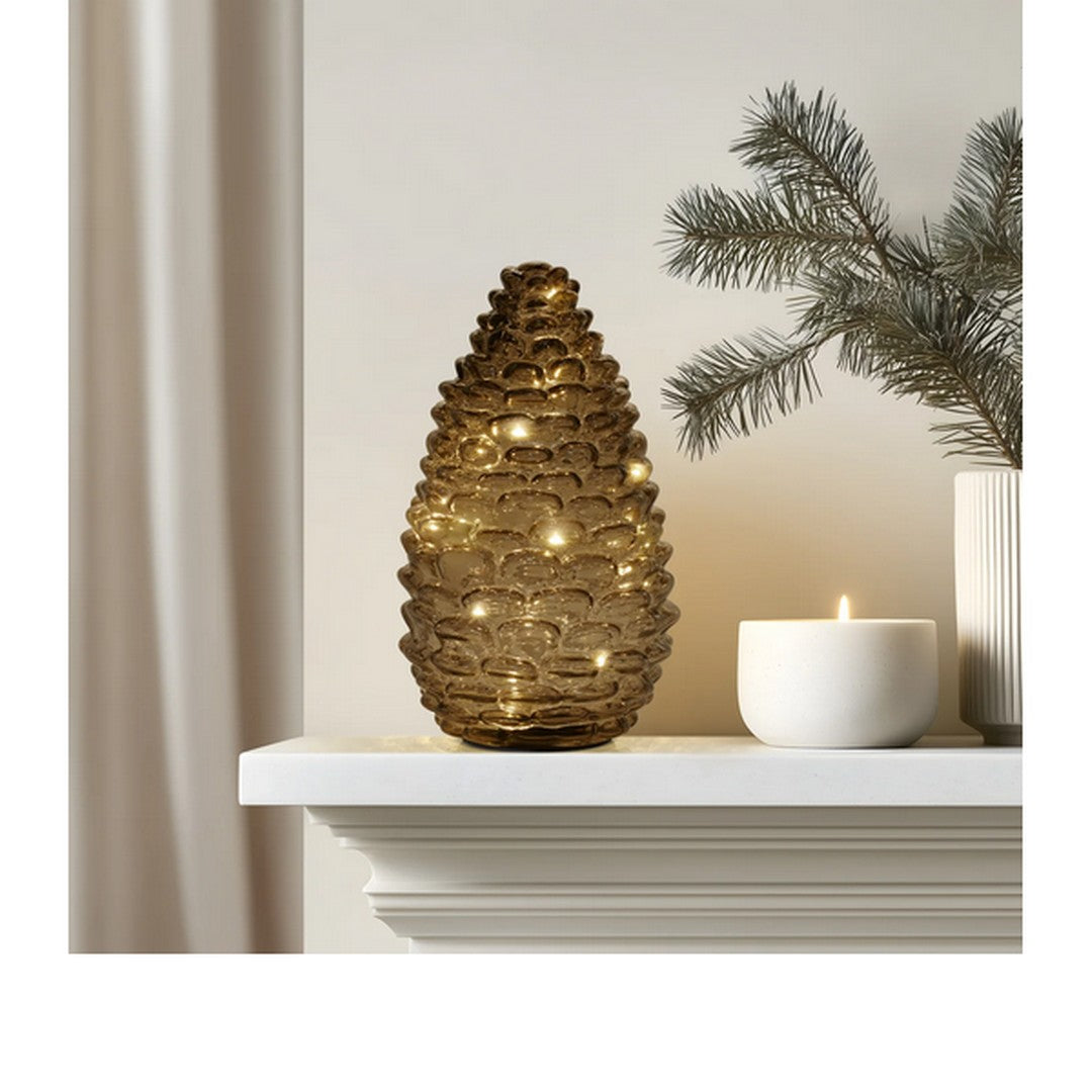 Pinecone 9 inch Tall Smoke Glass LED Decor Light