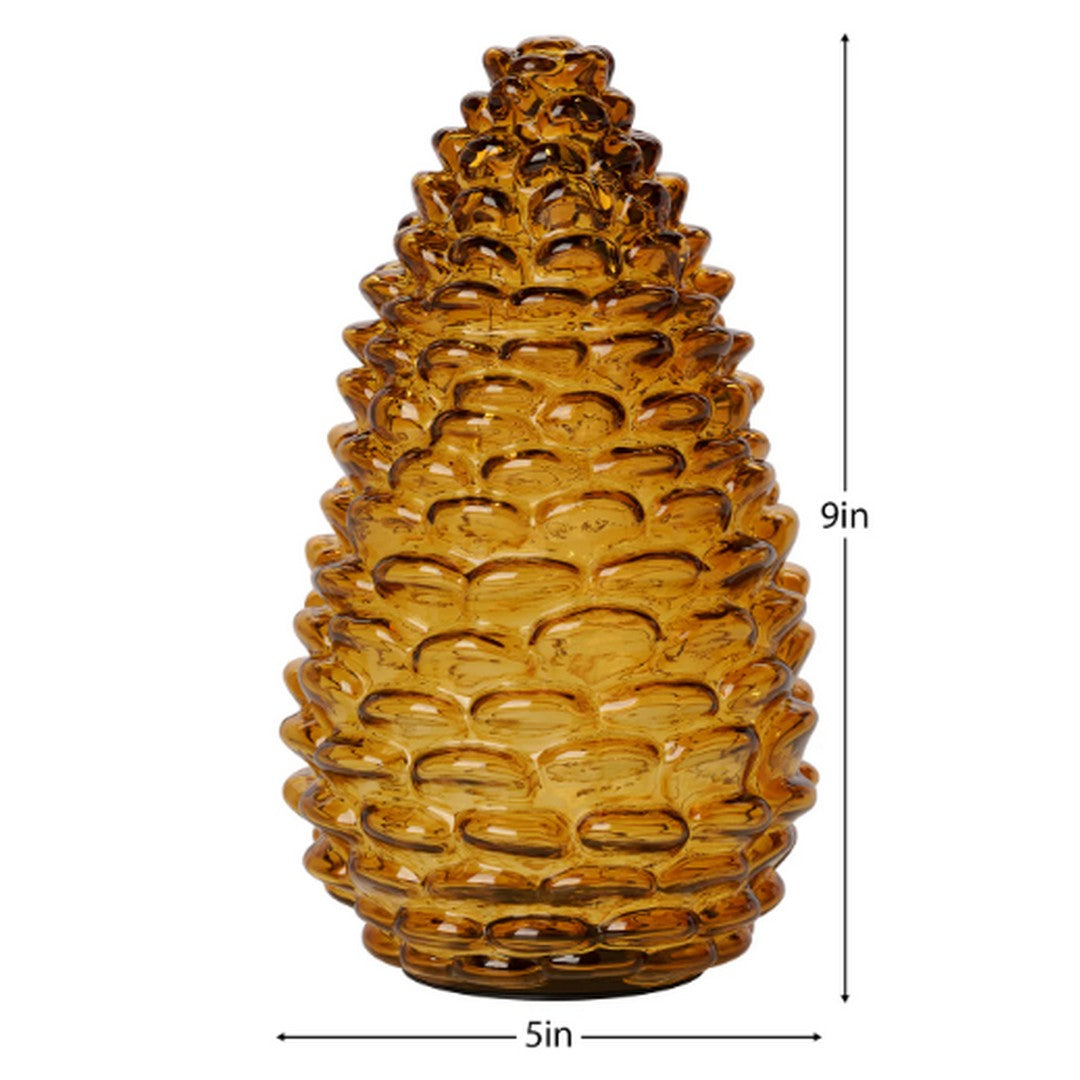 Pinecone 9 inch Tall Amber Glass LED Decor Light