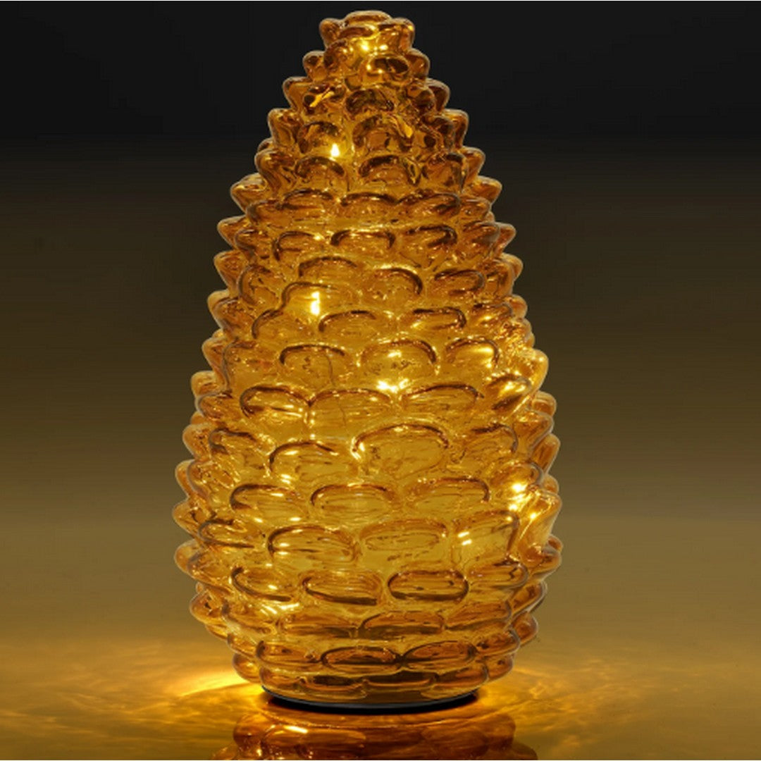 Pinecone 9 inch Tall Amber Glass LED Decor Light