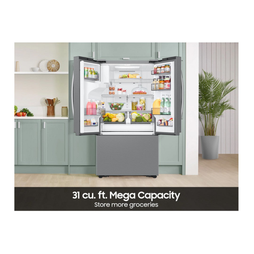 Bespoke AI 3-Door French Door Refrigerator RF60 Jumbo Mega Capacity External Water & Ice Dispenser 31 cu.ft.