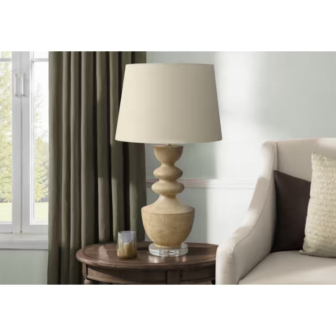 Round Table Lamp with Beige Shade - Beige