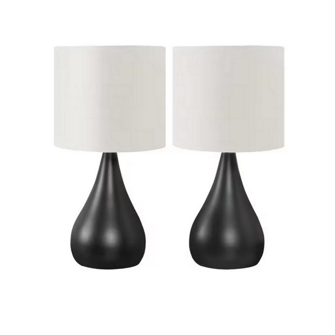 Teardrop Table Lamp with Ivory Shade - Black, 2 Pack 18"