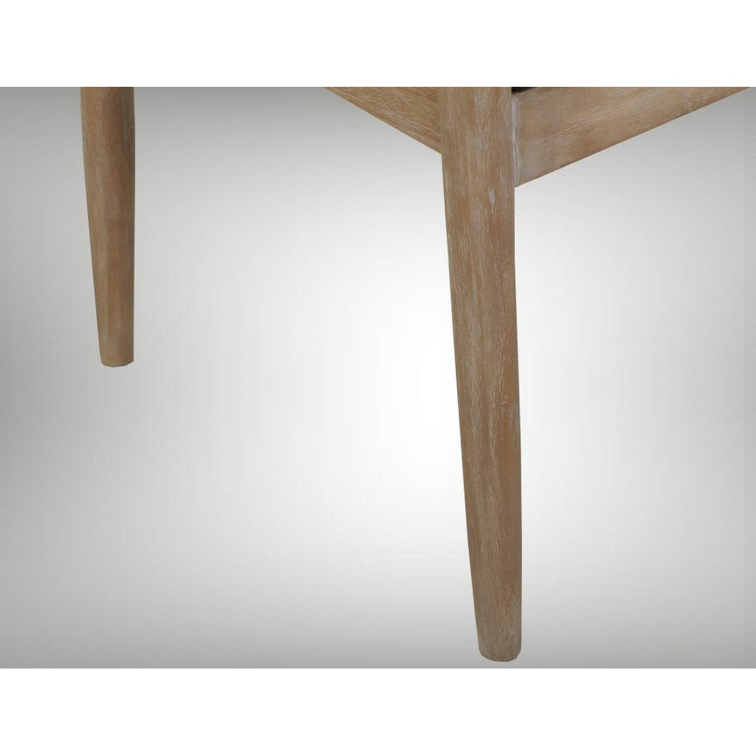 White Teak Upholstered Wooden Armchair