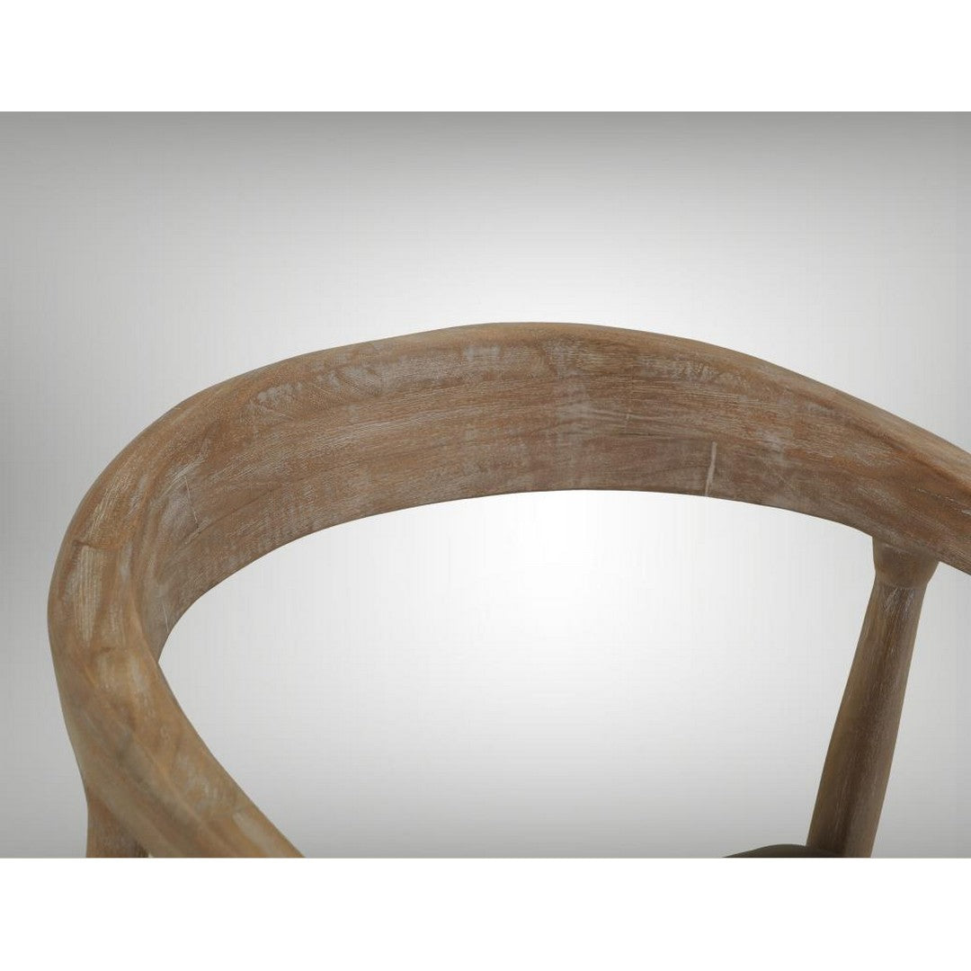 White Teak Upholstered Wooden Armchair