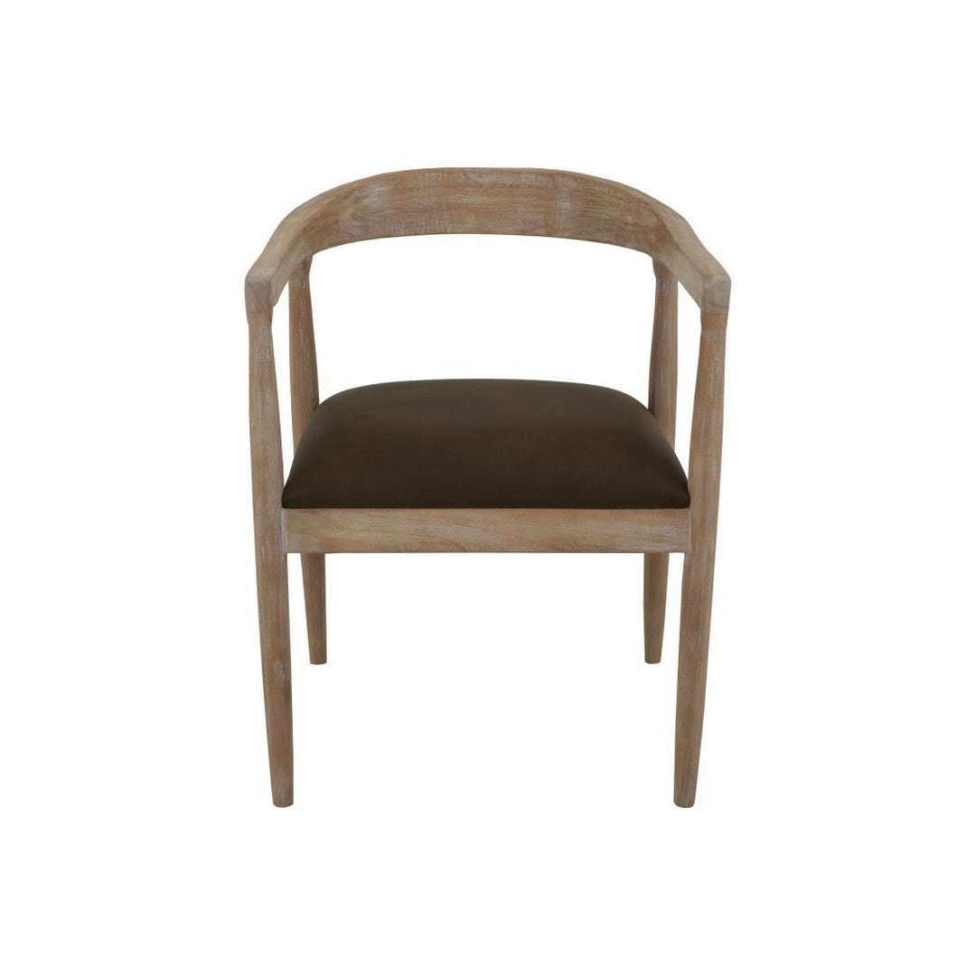 White Teak Upholstered Wooden Armchair