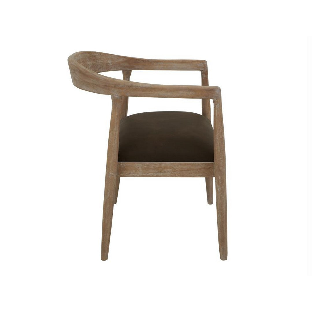 White Teak Upholstered Wooden Armchair