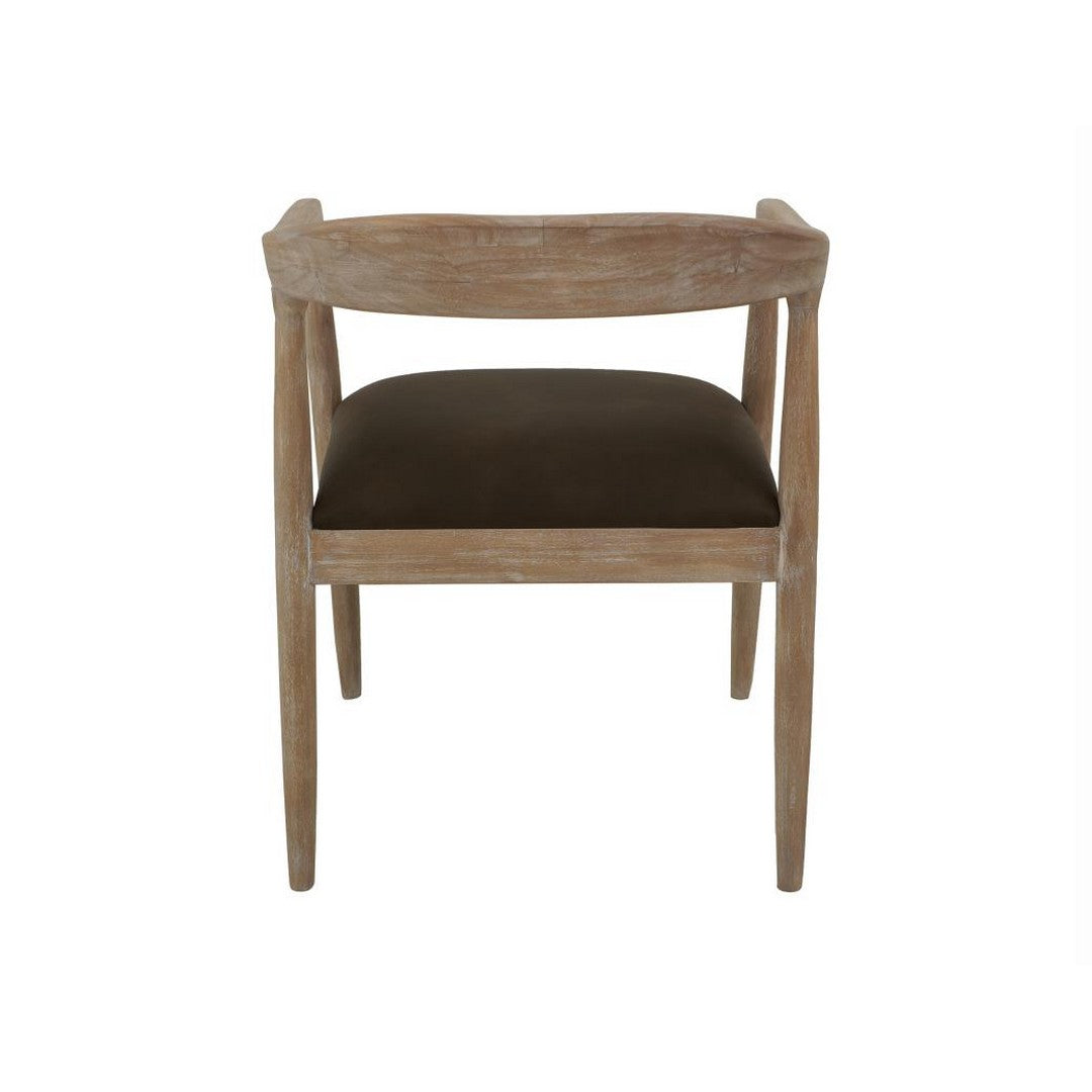 White Teak Upholstered Wooden Armchair