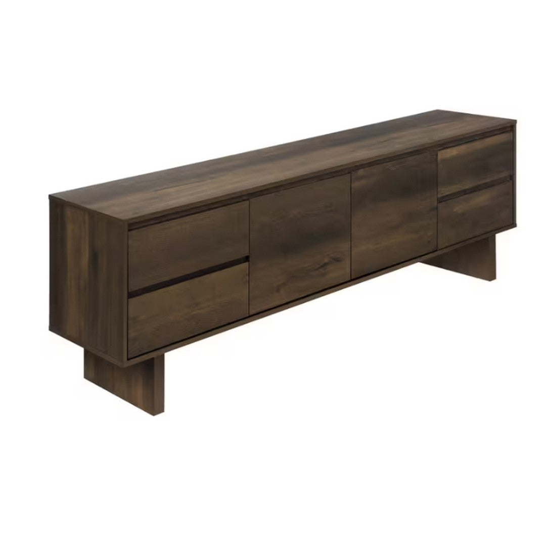 TV Stand with Storage - Dark Brown Wood-Look