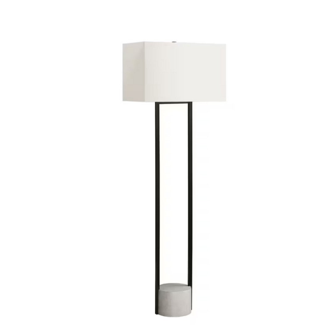 Floor Lamp with Ivory Shade - Black 62"