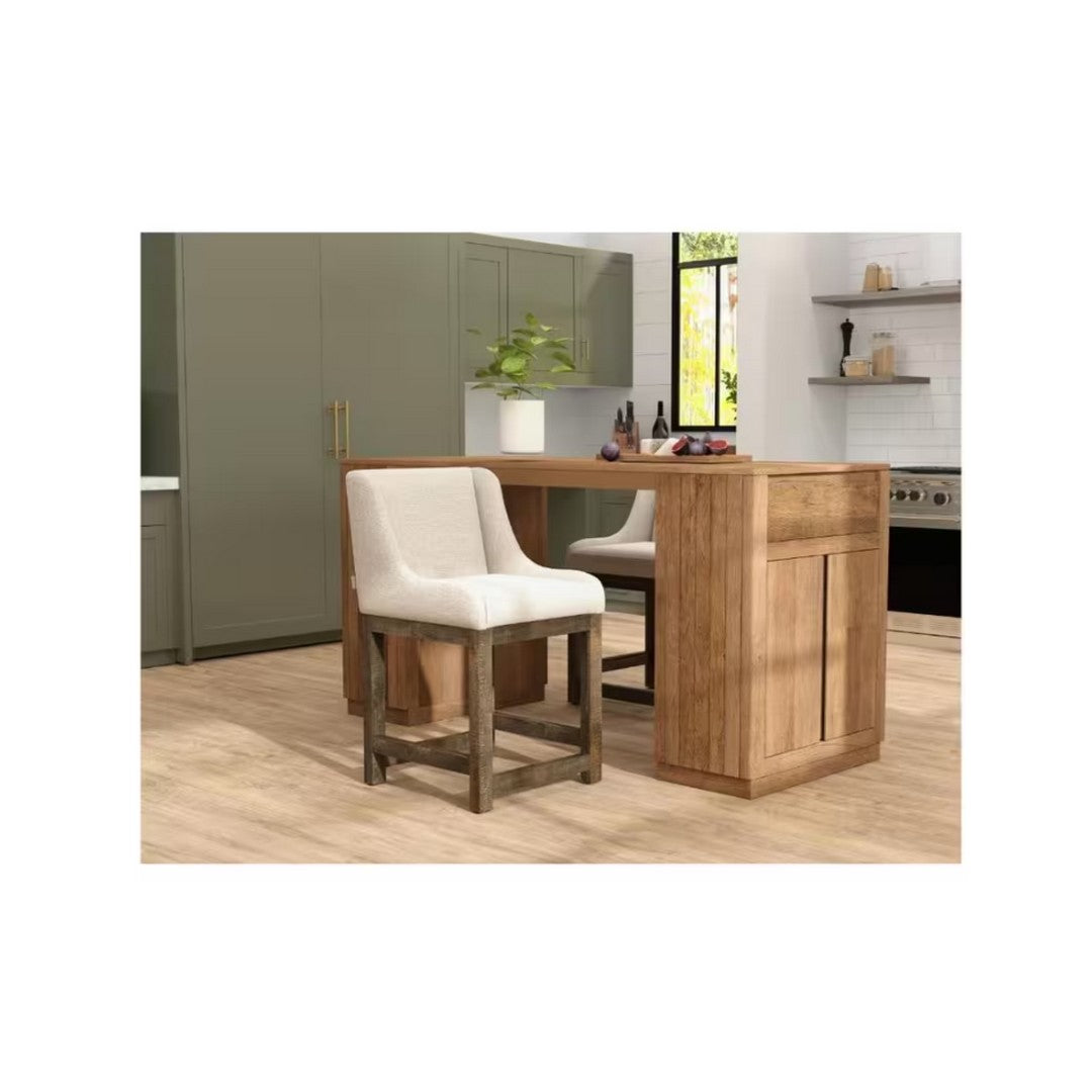 STOOL, BAR 24" WDEN UPHLSTR GREY